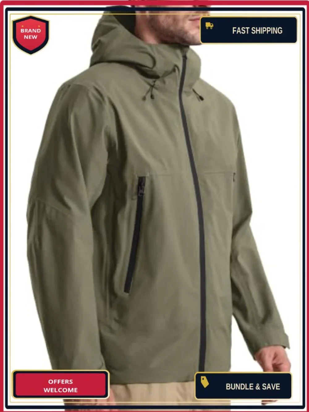 Men's Waterproof Rain Jacket Windbreaker Hood TPU Membrane